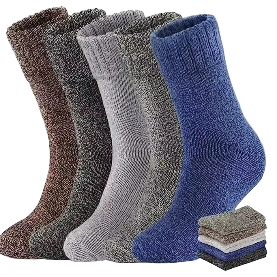 Brookmonts Unisex Thick Winter Socks – 5-Pair Warm Knitted Crew Socks