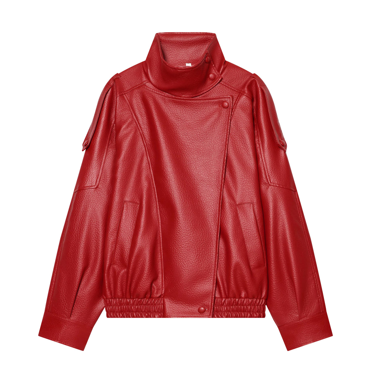Brookmonts Women’s Black Faux Leather Jacket – Oversized Zip-Up Coat