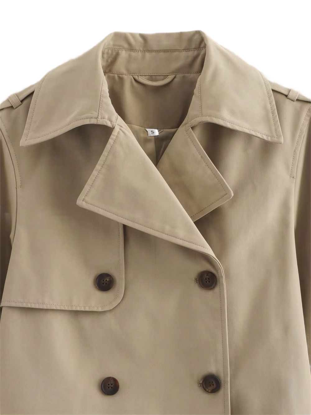 Brookmonts Women's Cropped Trench Jacket – Double-Breasted Vintage Coat