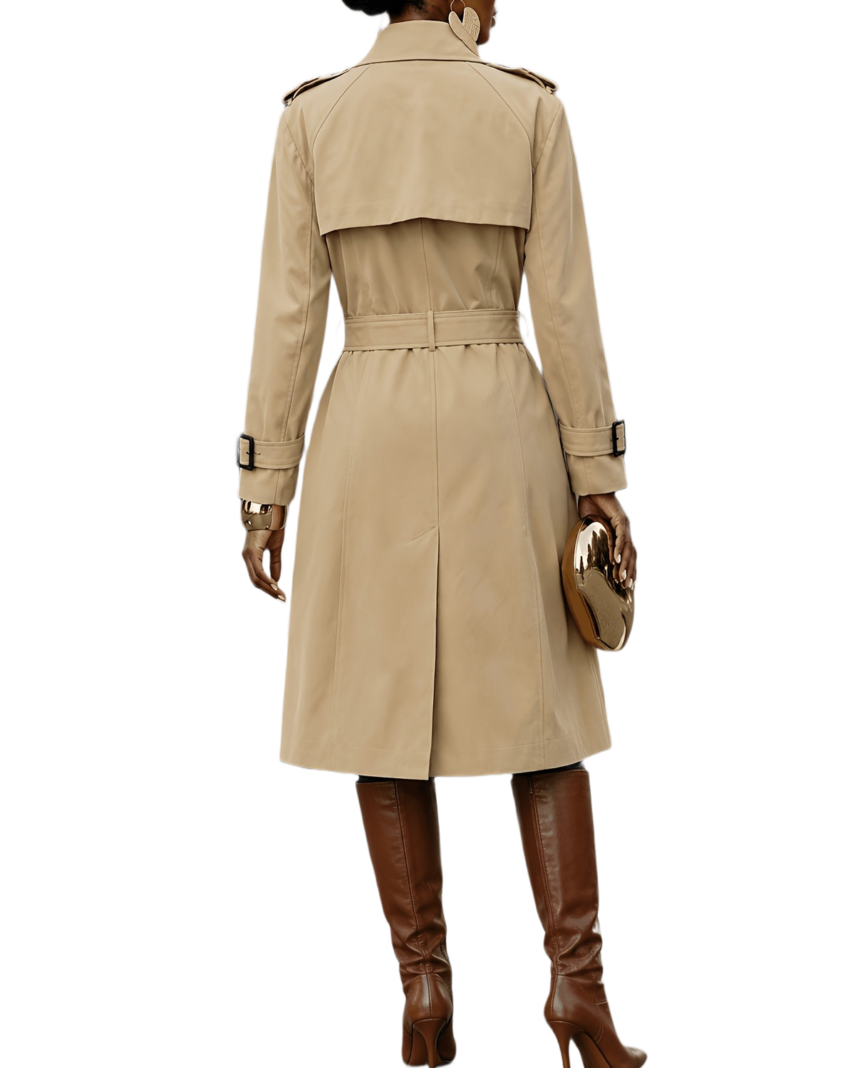 Brookmonts Women's Double-Breasted Trench Coat – Belted Mid-Length Coat
