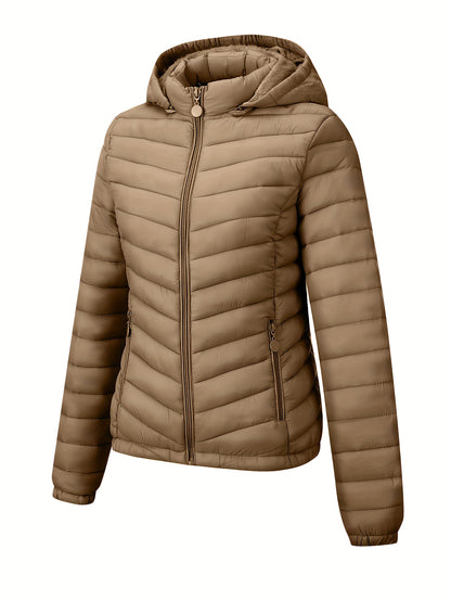 Brookmonts Women’s Hooded Puffer Jacket – Lightweight Quilted Winter Coat