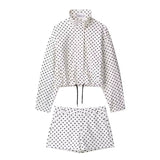 Brookmonts Women's Polka Dot Jacket – Turtleneck Zip-Up Coat with Pockets
