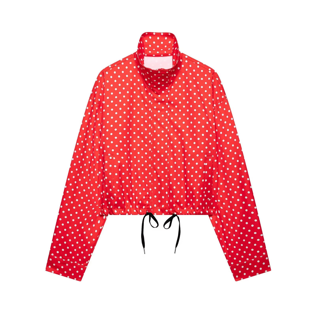 Brookmonts Women's Polka Dot Jacket – Turtleneck Zip-Up Coat with Pockets