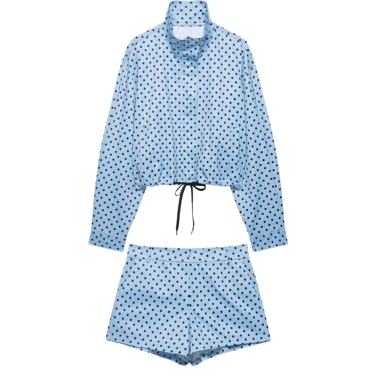 Brookmonts Women's Polka Dot Jacket – Turtleneck Zip-Up Coat with Pockets