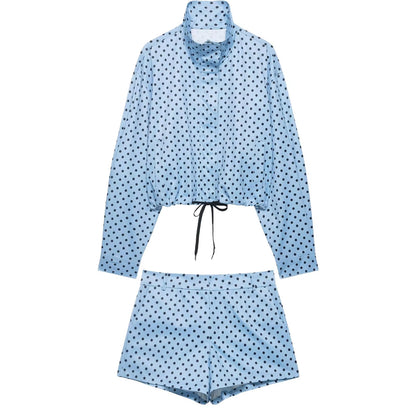 Brookmonts Women's Polka Dot Jacket – Turtleneck Zip-Up Coat with Pockets