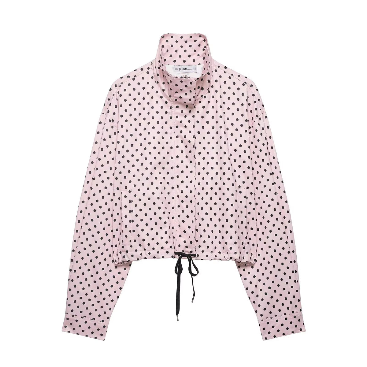 Brookmonts Women's Polka Dot Jacket – Turtleneck Zip-Up Coat with Pockets