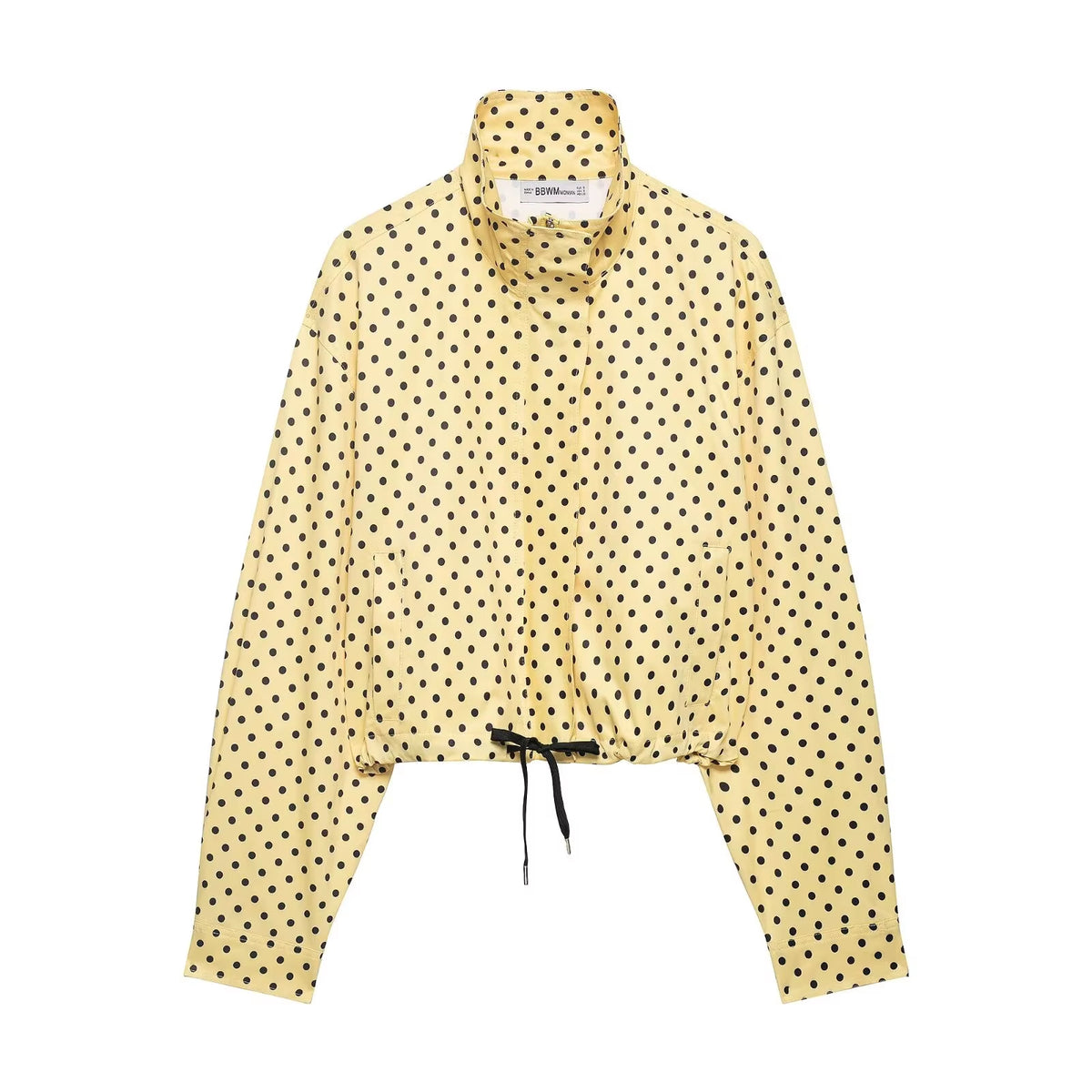 Brookmonts Women's Polka Dot Jacket – Turtleneck Zip-Up Coat with Pockets