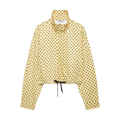 Brookmonts Women's Polka Dot Jacket – Turtleneck Zip-Up Coat with Pockets