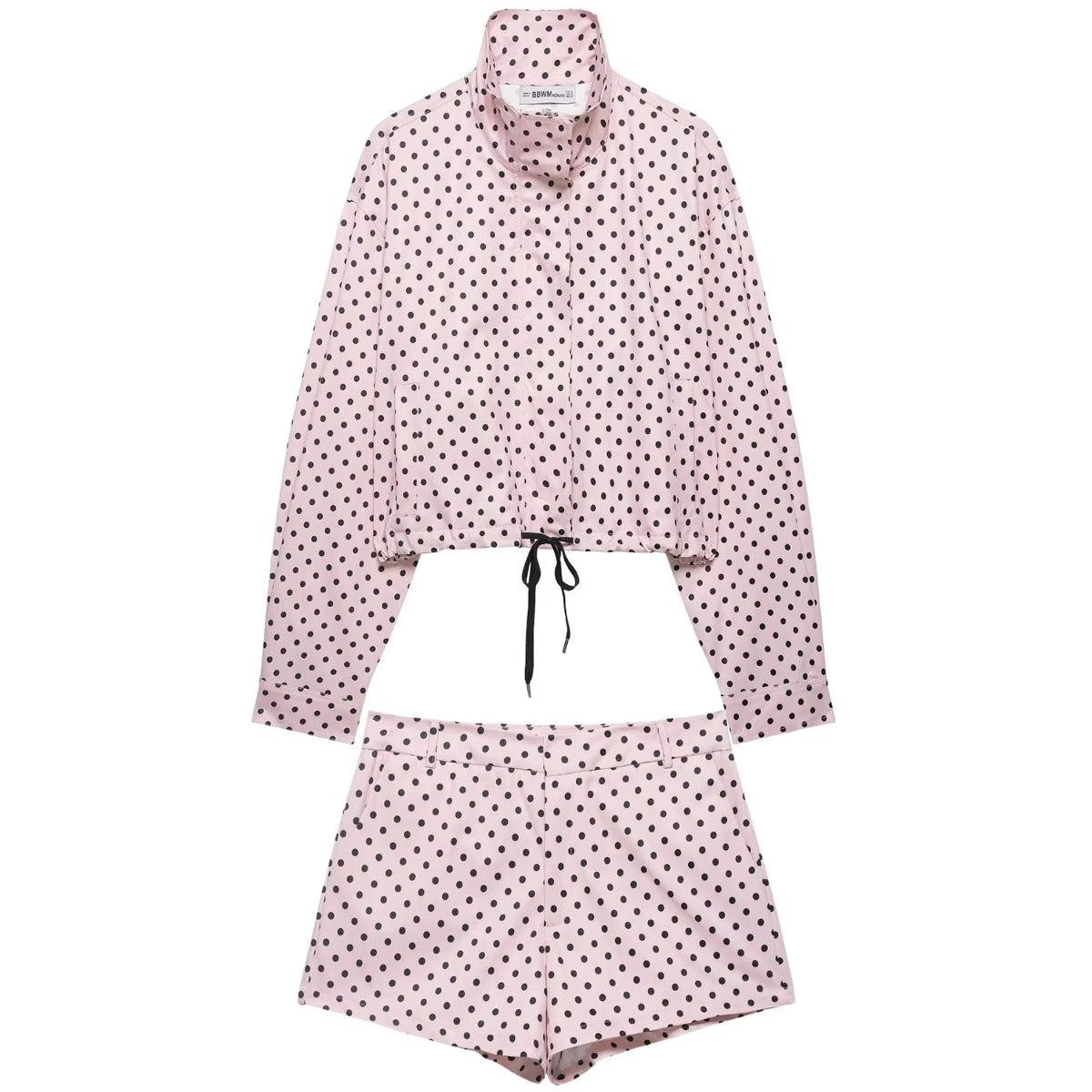 Brookmonts Women's Polka Dot Jacket – Turtleneck Zip-Up Coat with Pockets