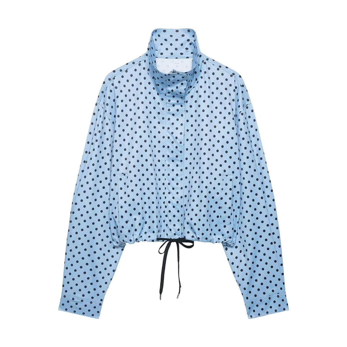 Brookmonts Women's Polka Dot Jacket – Turtleneck Zip-Up Coat with Pockets