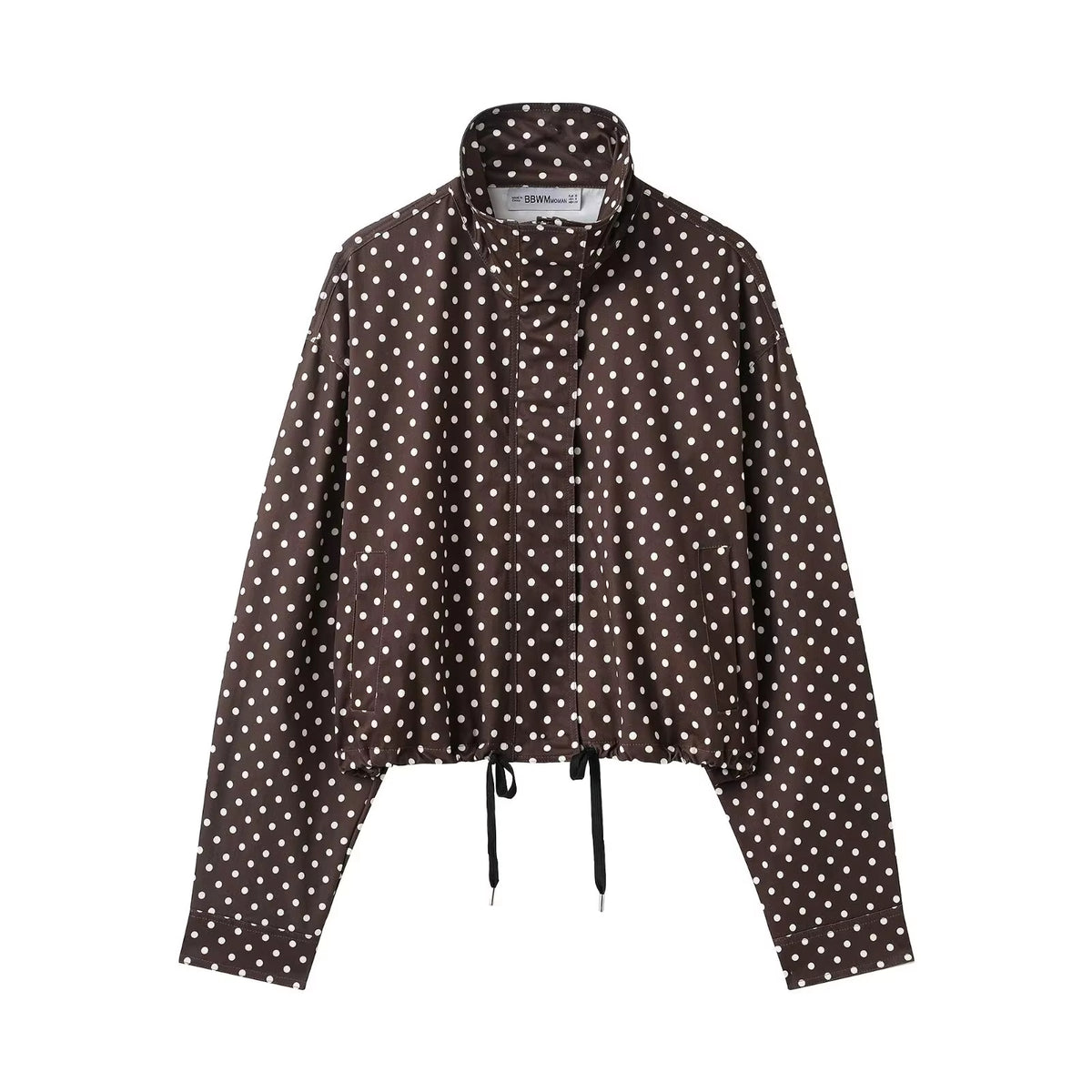 Brookmonts Women's Polka Dot Jacket – Turtleneck Zip-Up Coat with Pockets