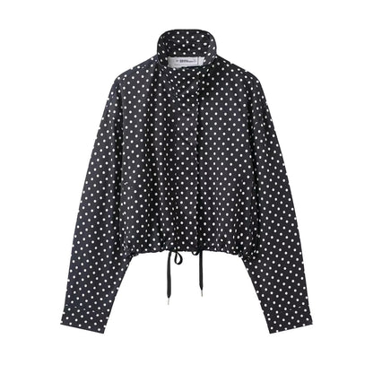Brookmonts Women's Polka Dot Jacket – Turtleneck Zip-Up Coat with Pockets