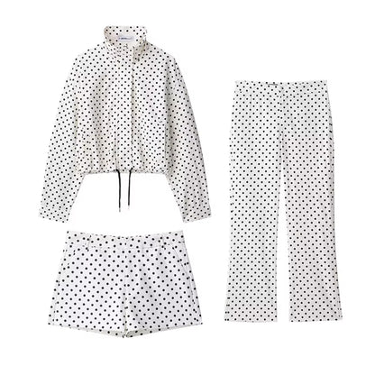 Brookmonts Women's Polka Dot Jacket – Turtleneck Zip-Up Coat with Pockets