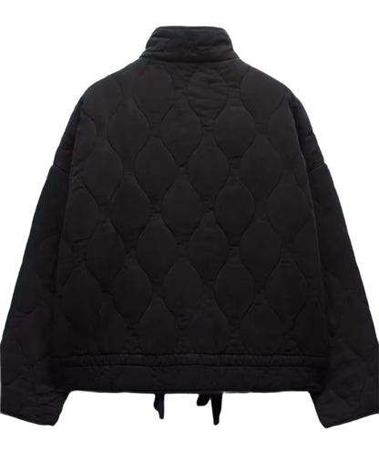 Brookmonts Women's Quilted Cotton Jacket – High Collar Zip-Up Winter Coat