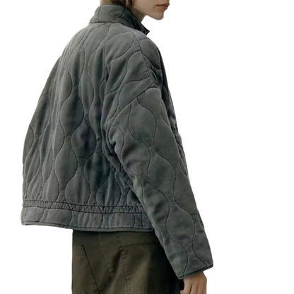 Brookmonts Women's Quilted Cotton Jacket – High Collar Zip-Up Winter Coat