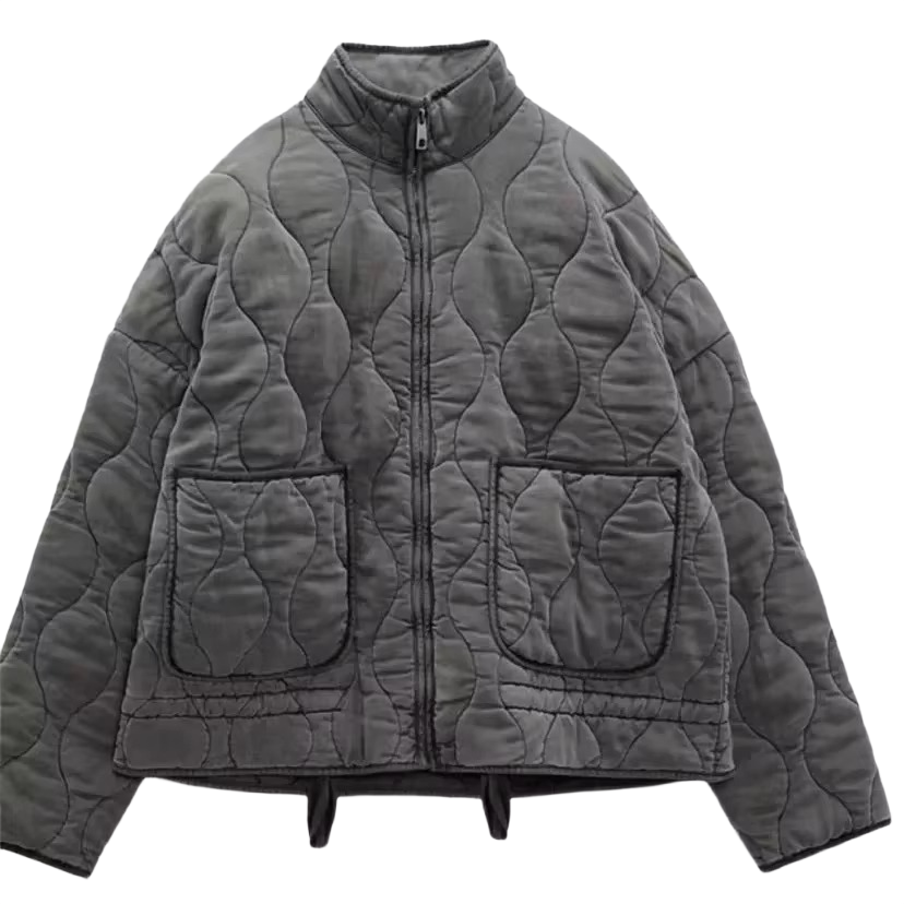 Brookmonts Women's Quilted Cotton Jacket – High Collar Zip-Up Winter Coat