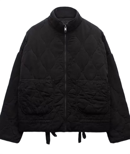 Brookmonts Women's Quilted Cotton Jacket – High Collar Zip-Up Winter Coat