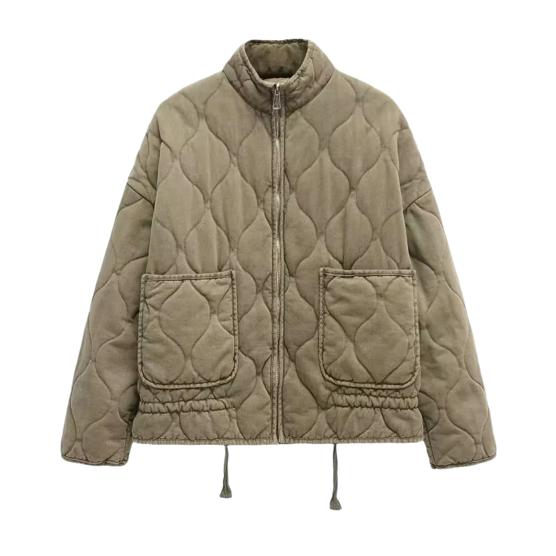 Brookmonts Women's Quilted Cotton Jacket – High Collar Zip-Up Winter Coat