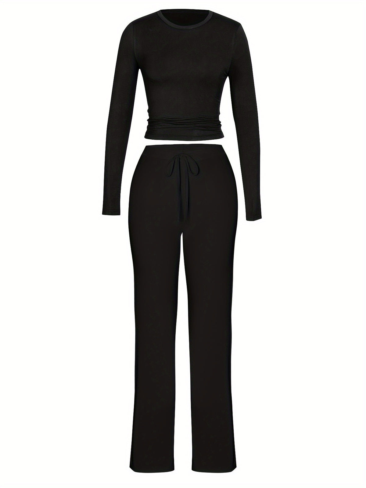 Brookmonts Women’s Ribbed Lounge Set – Long Sleeve Top & Drawstring Pants