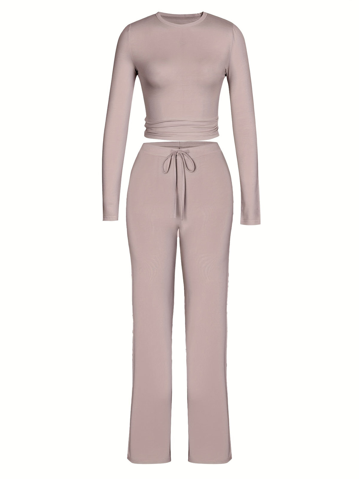 Brookmonts Women’s Ribbed Lounge Set – Long Sleeve Top & Drawstring Pants