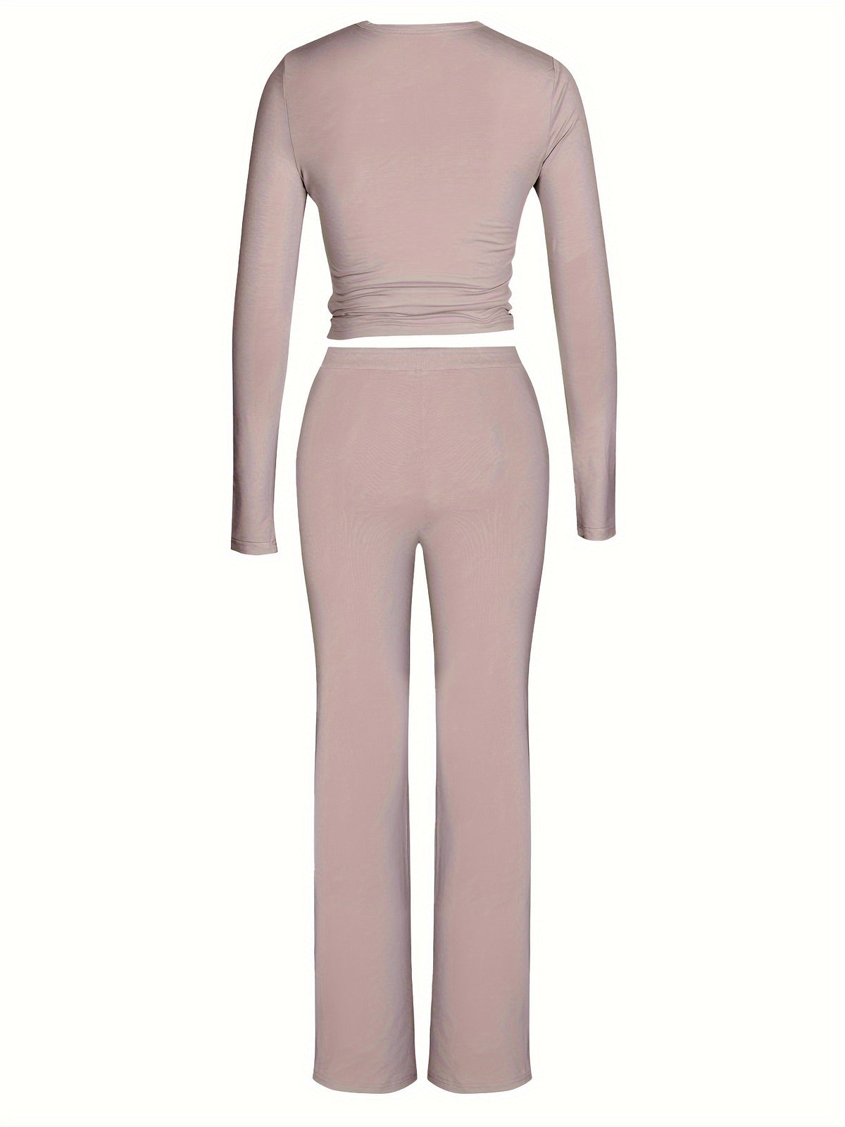 Brookmonts Women’s Ribbed Lounge Set – Long Sleeve Top & Drawstring Pants