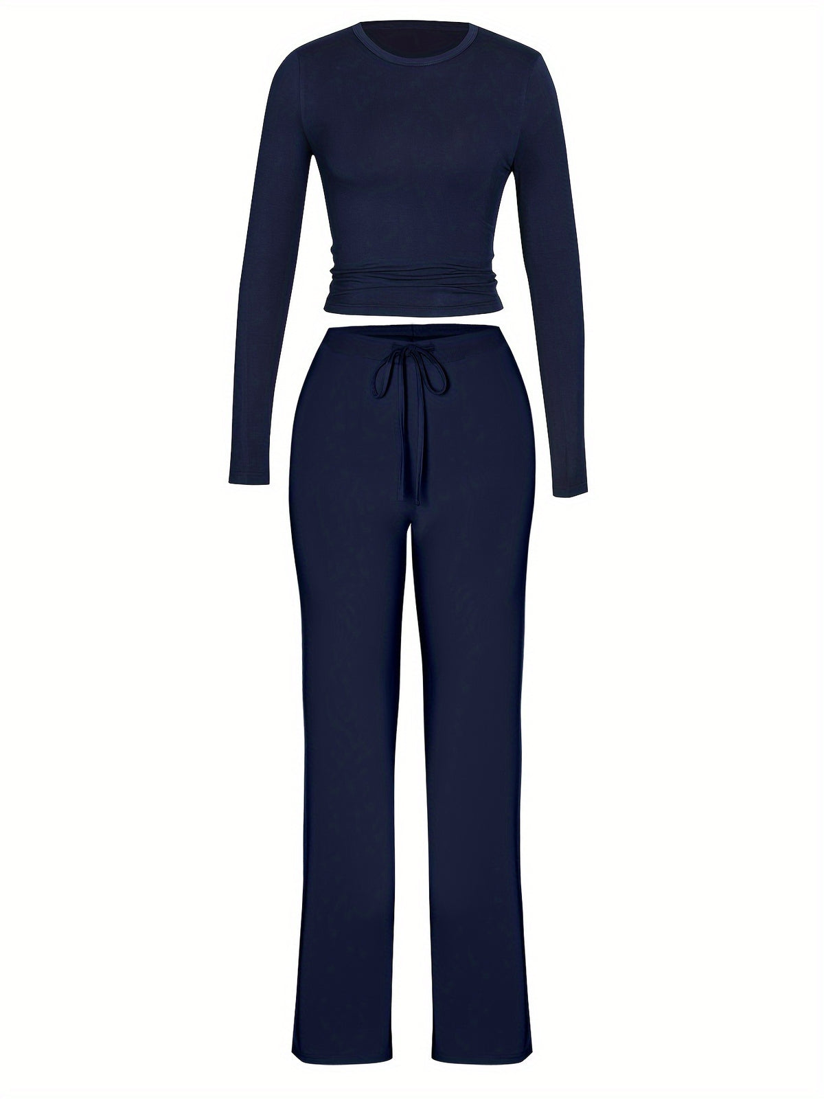 Brookmonts Women’s Ribbed Lounge Set – Long Sleeve Top & Drawstring Pants