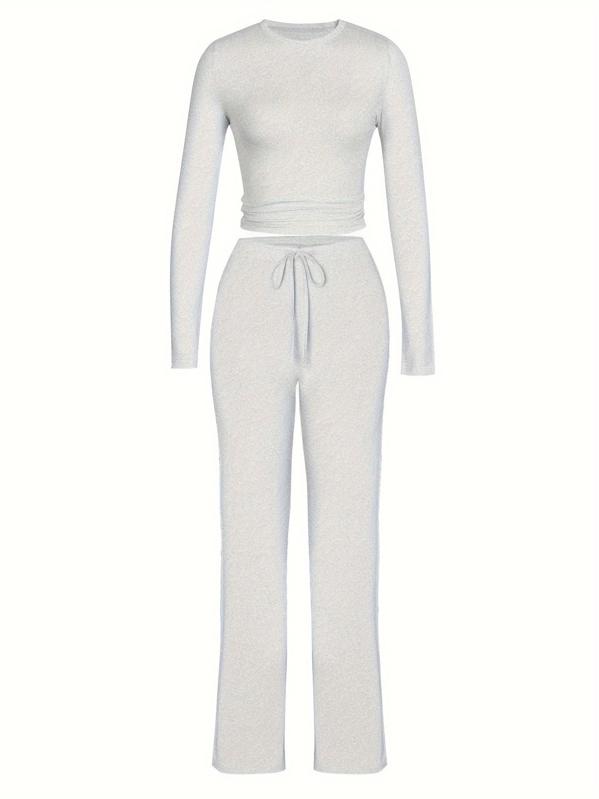 Brookmonts Women’s Ribbed Lounge Set – Long Sleeve Top & Drawstring Pants