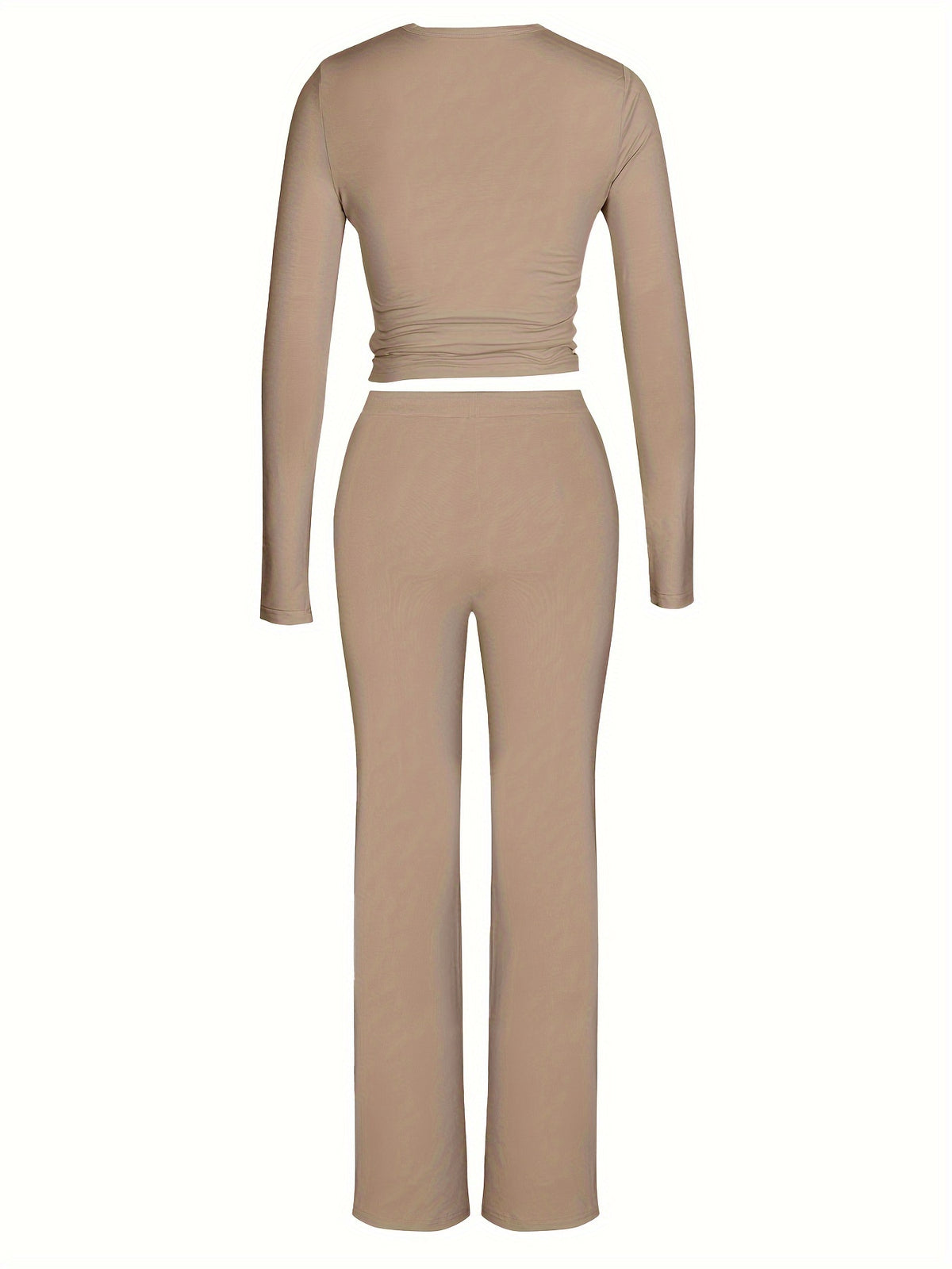 Brookmonts Women’s Ribbed Lounge Set – Long Sleeve Top & Drawstring Pants