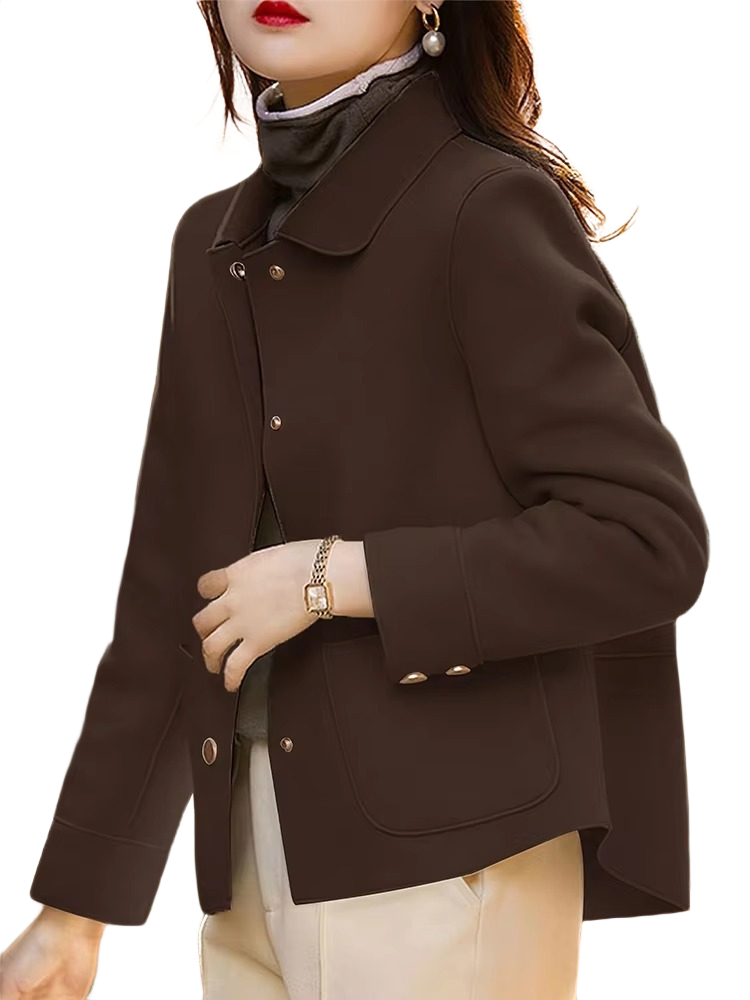 Brookmonts Women’s Short Winter Coat – Thick Button-Up Casual Jacket