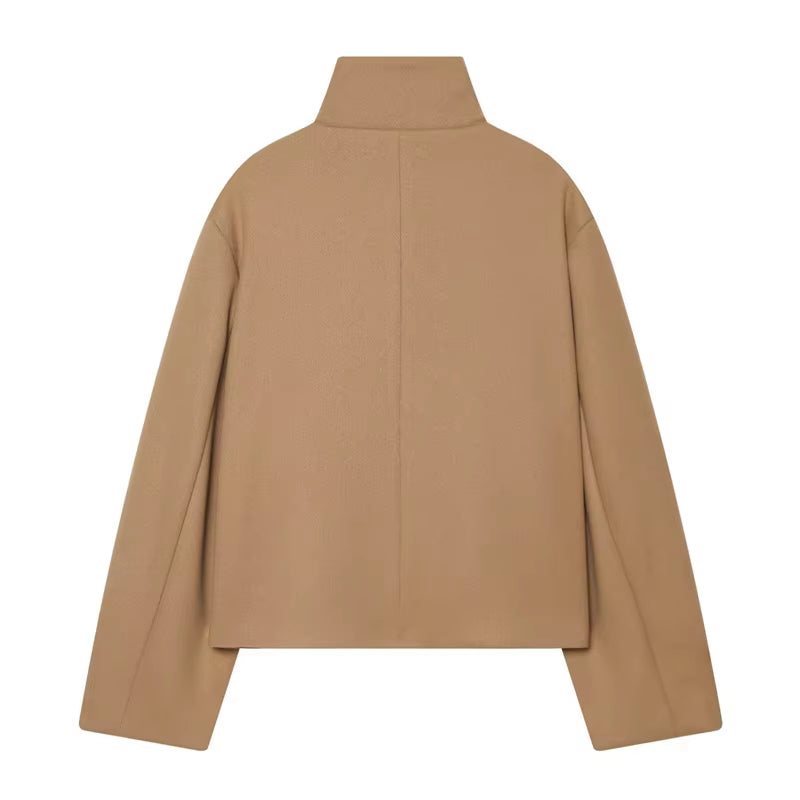 Brookmonts Women's Spring Jacket – Solid Colour Stand Collar Coat
