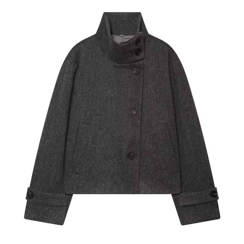 Brookmonts Women's Spring Jacket – Solid Colour Stand Collar Coat