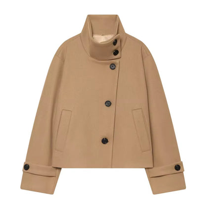 Brookmonts Women's Spring Jacket – Solid Colour Stand Collar Coat