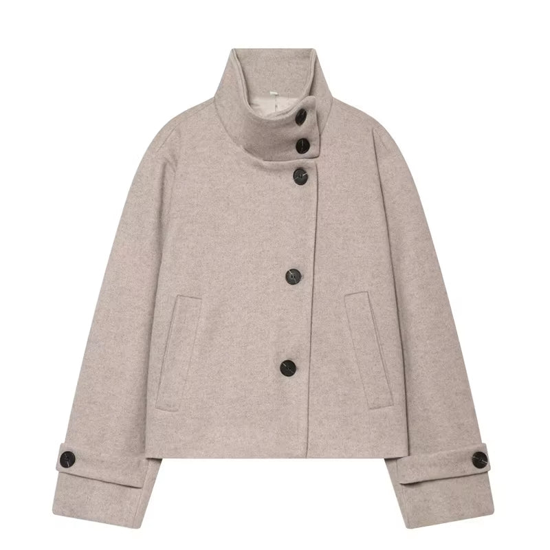 Brookmonts Women's Spring Jacket – Solid Colour Stand Collar Coat