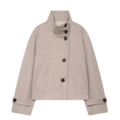 Brookmonts Women's Spring Jacket – Solid Colour Stand Collar Coat