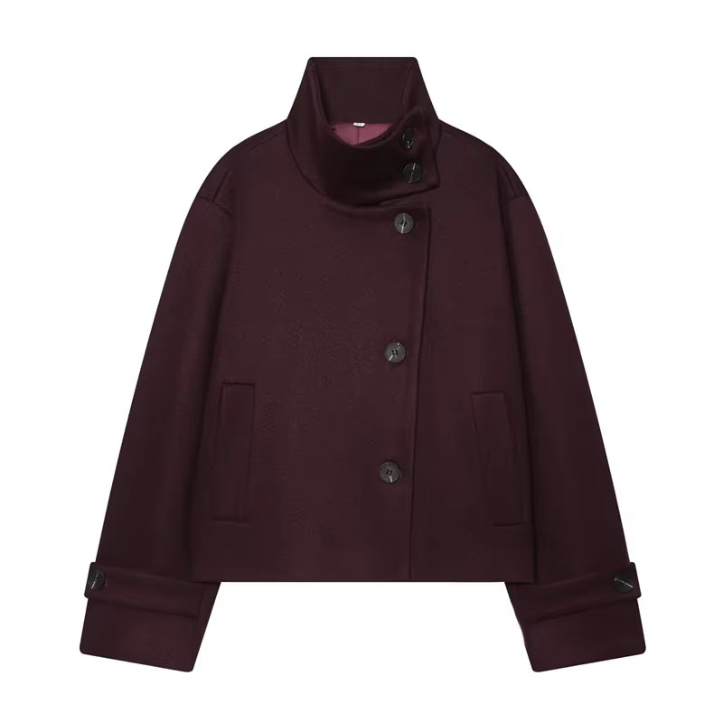 Brookmonts Women's Spring Jacket – Solid Colour Stand Collar Coat