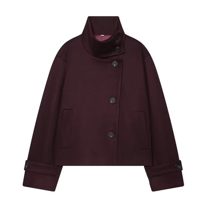 Brookmonts Women's Spring Jacket – Solid Colour Stand Collar Coat