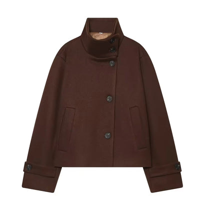 Brookmonts Women's Spring Jacket – Solid Colour Stand Collar Coat