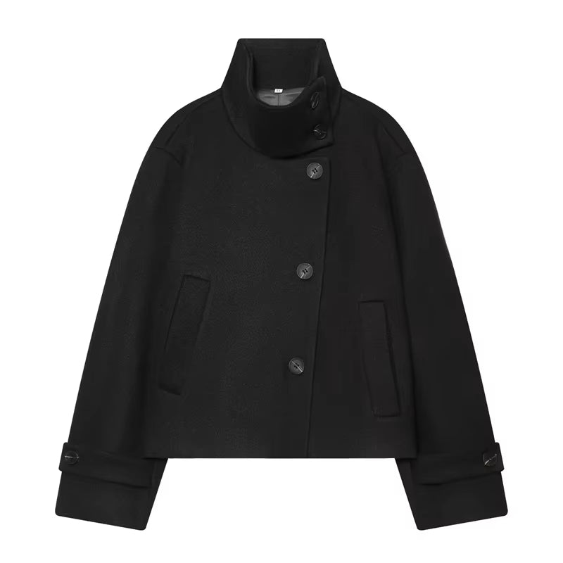 Brookmonts Women's Spring Jacket – Solid Colour Stand Collar Coat