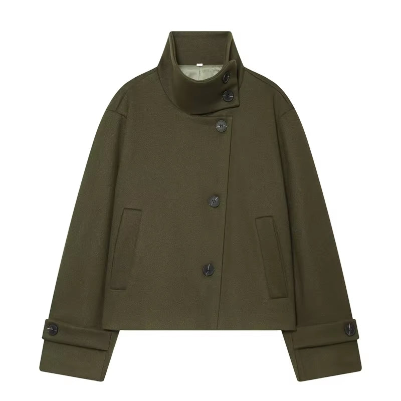 Brookmonts Women's Spring Jacket – Solid Colour Stand Collar Coat