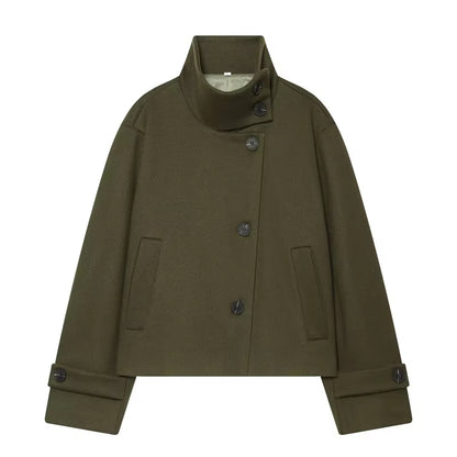 Brookmonts Women's Spring Jacket – Solid Colour Stand Collar Coat