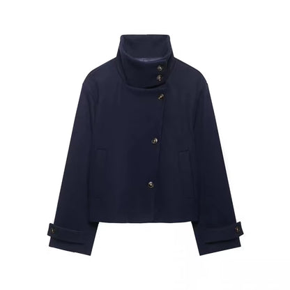 Brookmonts Women's Spring Jacket – Solid Colour Stand Collar Coat