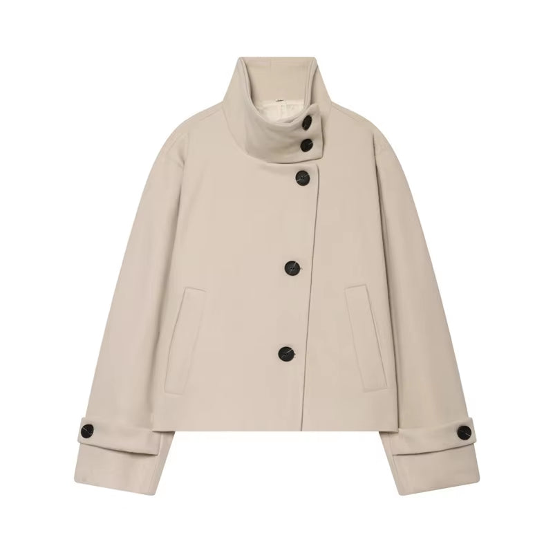 Brookmonts Women's Spring Jacket – Solid Colour Stand Collar Coat