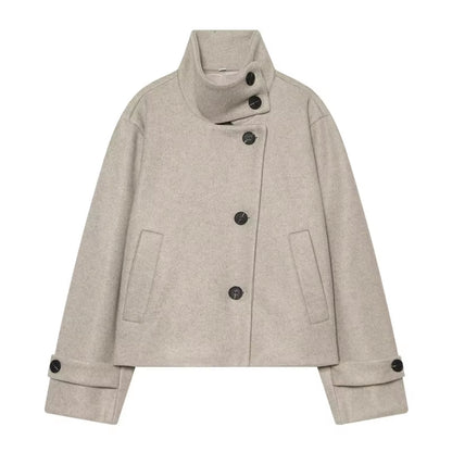 Brookmonts Women's Spring Jacket – Solid Colour Stand Collar Coat