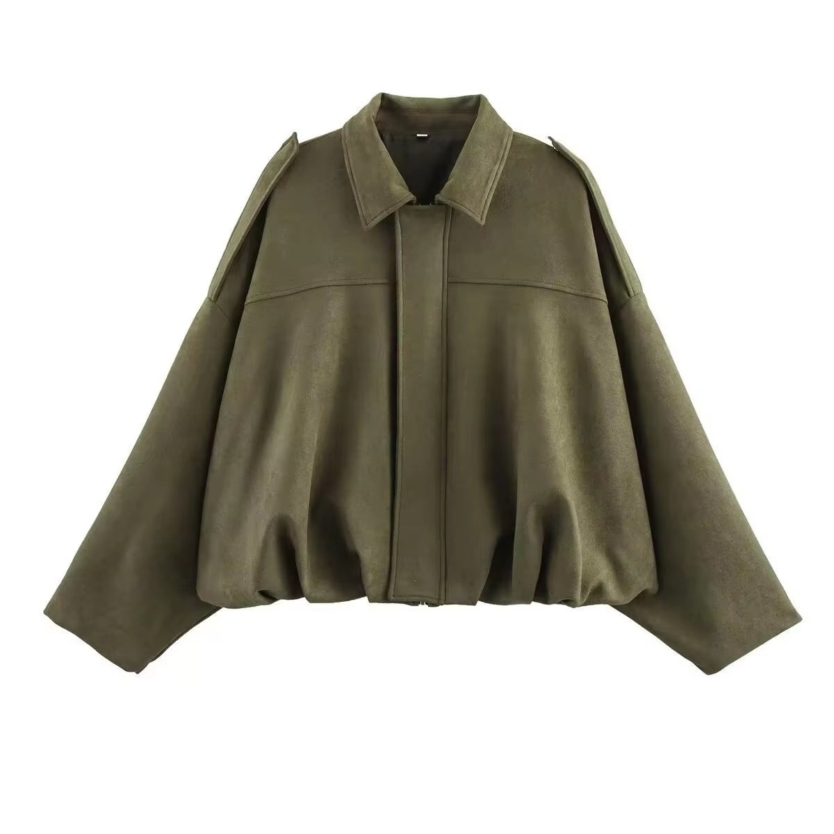 Brookmonts Women's Suede Bomber Jacket – Loose Fit Vintage Zip-Up Coat