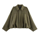Brookmonts Women's Suede Bomber Jacket – Loose Fit Vintage Zip-Up Coat