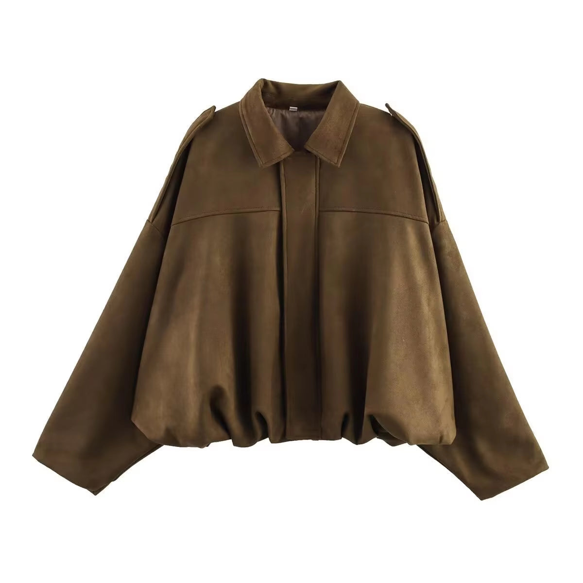 Brookmonts Women's Suede Bomber Jacket – Loose Fit Vintage Zip-Up Coat