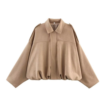 Brookmonts Women's Suede Bomber Jacket – Loose Fit Vintage Zip-Up Coat