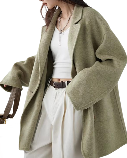 Brookmonts Women's Wool Blend Coat – Double-Breasted Retro Winter Jacket
