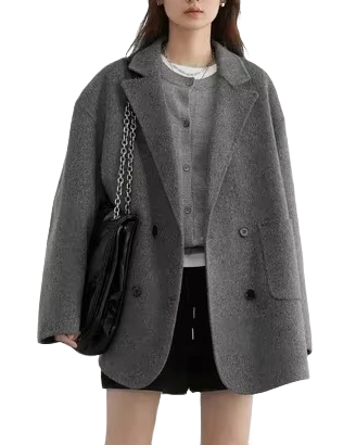 Brookmonts Women's Wool Blend Coat – Double-Breasted Retro Winter Jacket