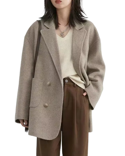 Brookmonts Women's Wool Blend Coat – Double-Breasted Retro Winter Jacket